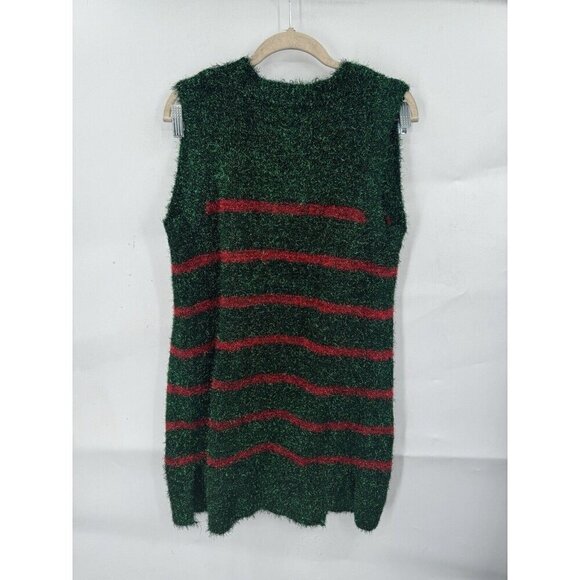 Blizzard Bay Christmas Sweater Women Small Green Holiday Sequin Bow Eyelash Knit - Picture 2 of 10